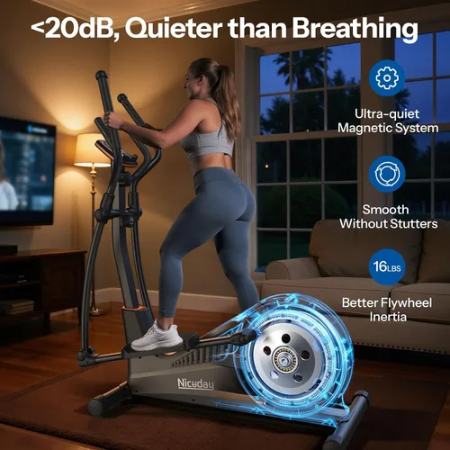 Vista 3 de Niceday Elliptical Exercise Machine, Elliptcal Machine for Home, 15.5IN&16IN&20IN Stride Elliptical Machine, 500LBS Loading Capacity, Elliptcal