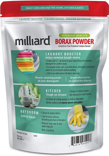 Vista 2 de Milliard Potenciador de ropa en polvo de bórax, limpiador y detergente multiusos natural puro, 1 libra, sin perfume