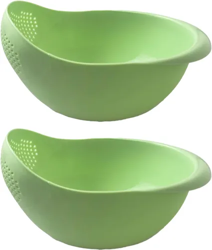 Vista 10 de Colador de arroz 2 en 1, cesta de filtro de limpieza de verduras y frutas, 2 piezas resistentes y fáciles de usar accesorios de herramientas de Azul