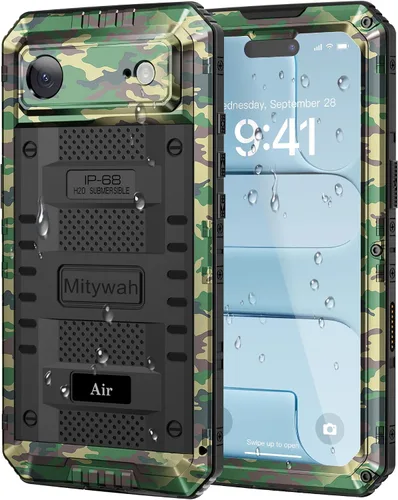 Vista 151 de Mitywah Funda impermeable para iPhone 7/iPhone 8 / iPhone SE 2020, funda de metal resistente de grado militar, protección de cuerpo completo