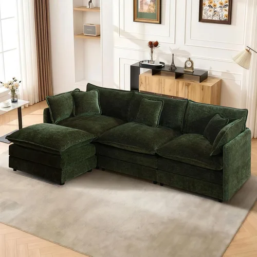 Vista 11 de Sofá seccional modular convertible de 76.7", sofás de dos plazas de chenilla con asiento profundo y cojines tipo loveseat para sala de estar, Beige