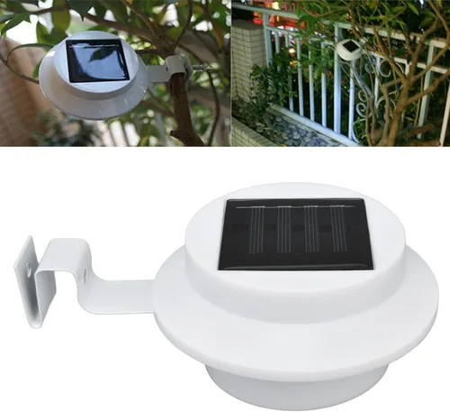 Vista 4 de Luces LED de canalón, 3 luces LED solares para exteriores, impermeables, para jardín, patio, lámpara de pared con soporte para valla, pared