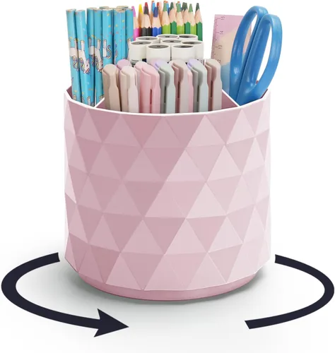 Vista 9 de minimaliving Organizador de Escritorio, Portabolígrafos con Brillo de Diamante para Escritorio, Accesorios de Oficina Giratorios 360°, Portalápices
