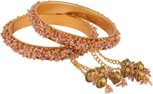 Vista 7 de Efulgenz Pulsera de cuentas india con dijes de borla colgantes, joyería de novia para mujer