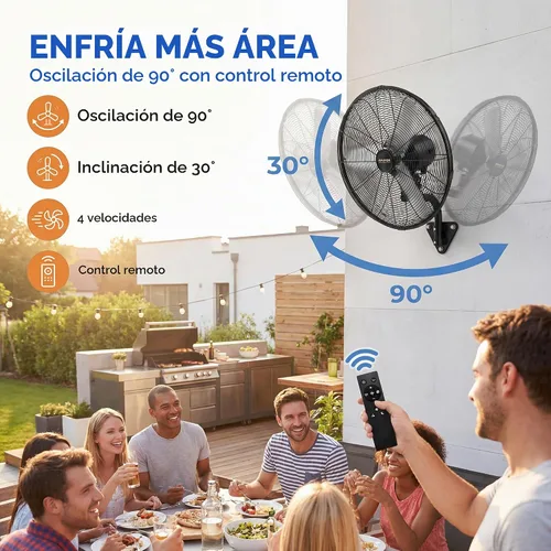 Vista 7 de Ventilador industrial de montaje en pared de 24" con control remoto, motor de CC sin escobillas
