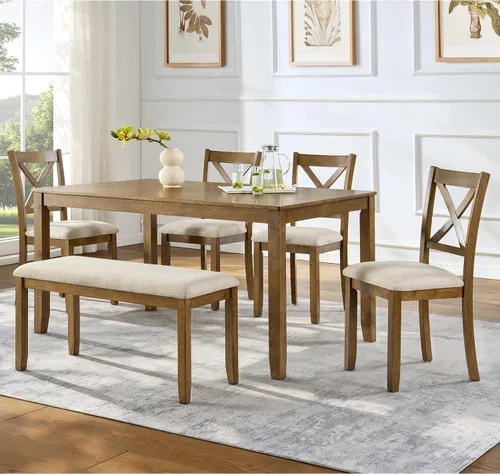 Vista 24 de Harper & Bright Designs Juego de mesa de comedor de 6 piezas con sillas