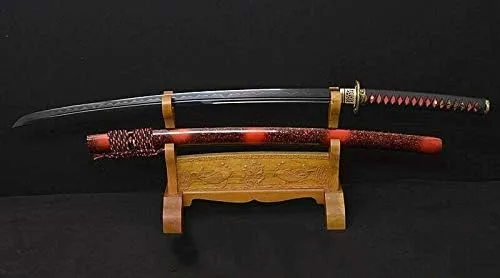 Vista 3 de Espada japonesa Samurai Katana GLW, espada de arcilla de acero plegado original, hoja templada afilada de 41 pulgadas