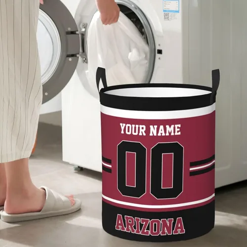 Vista 6 de Cesta de lavandería personalizada de Arizona, cesta de lavandería personalizada con nombre y número, cesta de almacenamiento plegable