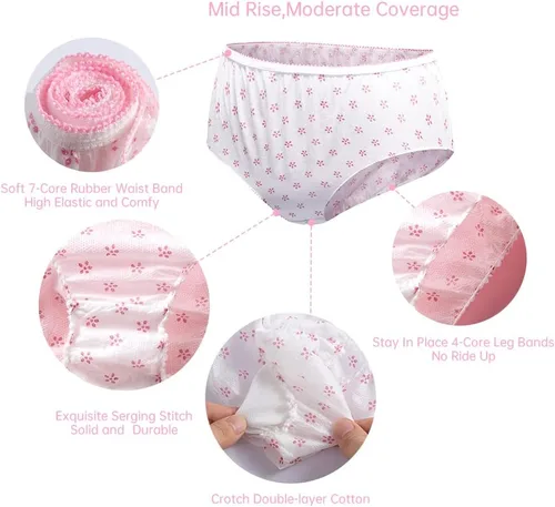 Vista 4 de Women's Disposable Underwear Ladies Briefs Paper Printing Panties for Travel Hotel SpaHospital Stays Emergencies