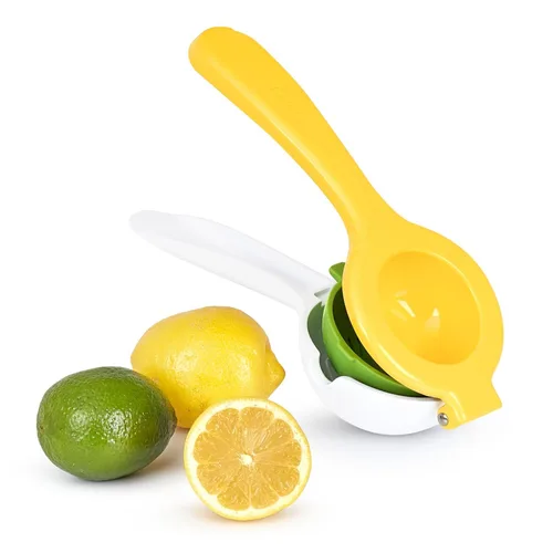 Vista 7 de Tovolo Juego de exprimidor de cítricos y rallador todo en uno, blanco y amarillo – Exprimidor manual con taza de medición, dos recolectores, libre