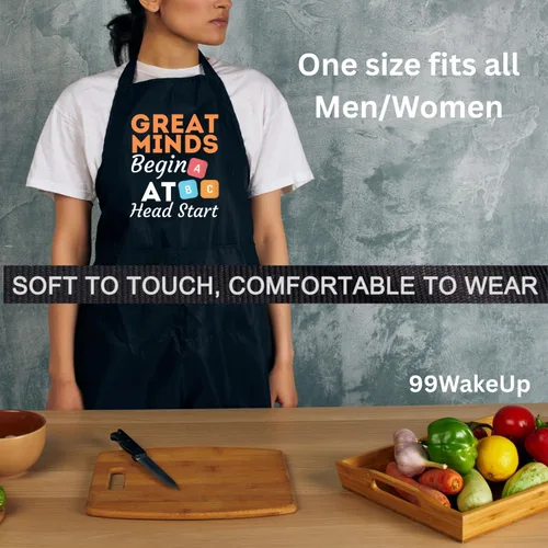 Vista 4 de Great Minds - Delantal para profesor, negro, talla única, para estudiantes de escuela, delantal de cocina unisex
