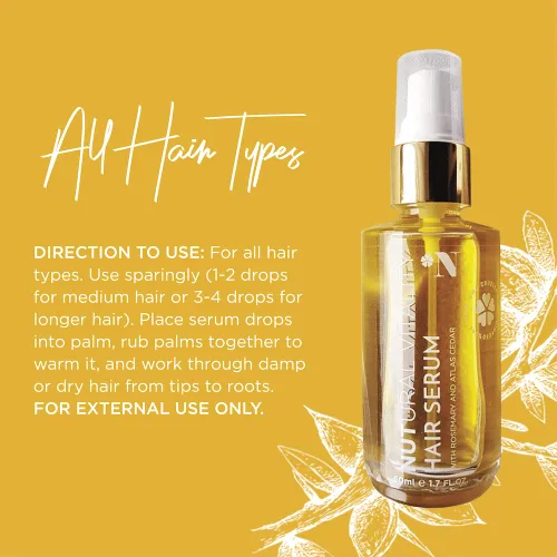 Vista 3 de Suero para el cabello 100% orgánico Nutural Vitality Argan Oil Serum con aceite esencial de romero y cedro atlas. Domina el cabello rizado