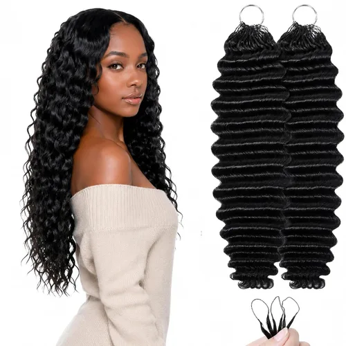 Vista 30 de Human Braiding Hair for Boho Braids 20inch Curly Wave Bulk Bundles 1B (A)1B
