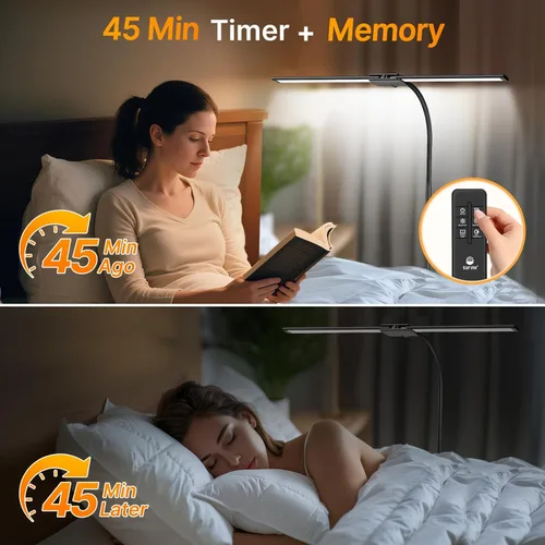 Vista 8 de Syrinx Lámpara de Pie LED, Lámparas de Pie de Doble Cabezal con Cuello de Ganso para Sala de Estar con Interruptor de Gestos y Control Remoto