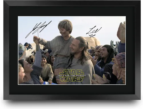 Vista 10 de HWC Trading Star Wars Episodio 1 La Amenaza Fantasma Regalos Presentación Impresa Autografiada Montaje para Fans de Recuerdos de Películas - 16" x