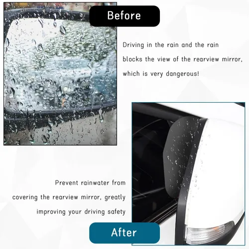 Vista 5 de Dickno 2 piezas Protector de espejo retrovisor para lluvia, espejo lateral de fibra de carbono, protector de ceja contra la lluvia, espejo