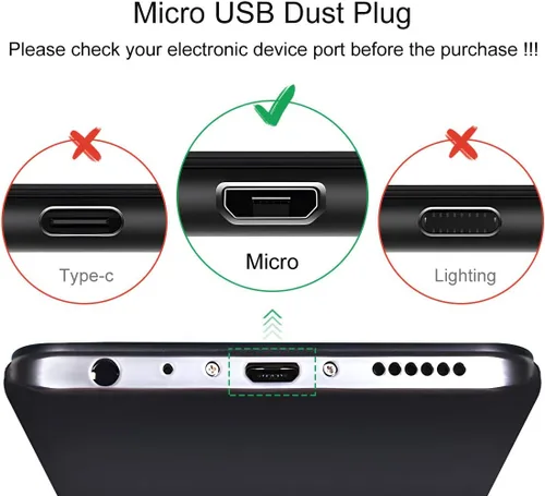 Vista 5 de 25 tapones antipolvo micro USB, tapón antipolvo de silicona para puerto micro USB, cubierta de puerto micro USB, protector antipolvo