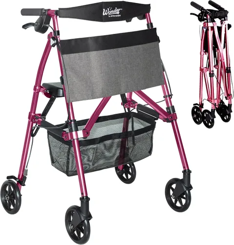 Vista 9 de Stander Wonder Andador Plus, Andador plegable de movilidad rodante ligero, Andador EZ Fold-N-Go para personas mayores y adultos, ruedas de 6