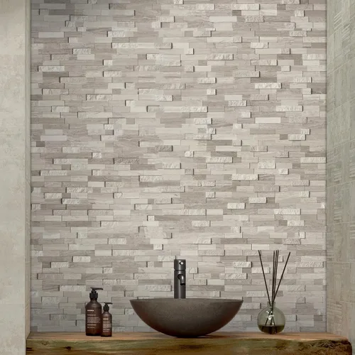 Vista 5 de SUNWINGS Mosaico de 5 hojas de azulejos de mármol autoadhesivos de piedra natural 3D de 11.5 x 10.7 pulgadas, para salpicaduras de cocina, baño