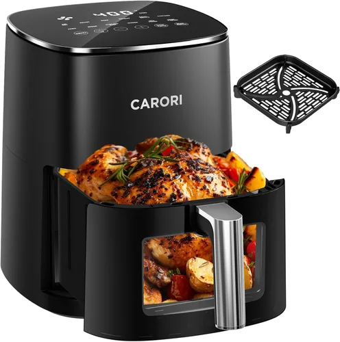 Vista 13 de CARORI Freidora de aire de 6 cuartos con ventana de visión, 12 preajustados, gran capacidad, 400 ℉ máximo crujiente, 1700 W comidas rápidas incluso