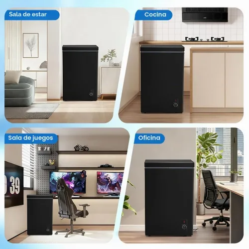 Vista 4 de Congelador de Cofre de 3.5 Pies Cúbicos - Congelador profundo compacto con control de temperatura de 7 niveles, enfriamiento rápido, eficiente