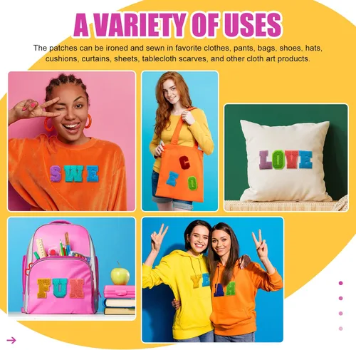 Vista 3 de Waydress 26 parches de felpilla para planchar con letras del alfabeto de la A a la Z, para coser de 2.8 pulgadas, para suministros de bricolaje