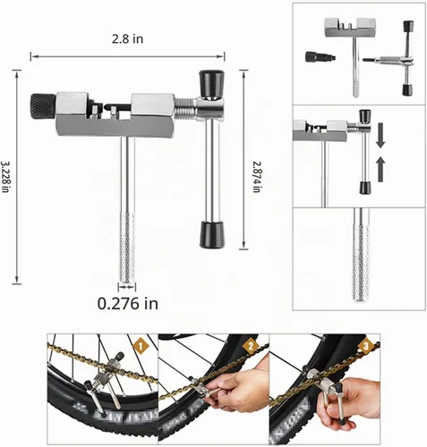 Vista 5 de Kit de herramientas de reparación de bicicletas de 6 piezas, herramienta de extracción de casete de bicicleta, herramientas de extracción