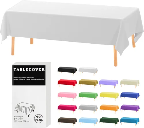 Vista 15 de D&Z Paquete de 6 manteles de plástico desechables color negro de 54 x 108