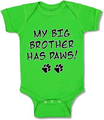 Vista 8 de Baby Bodysuit My Big Brother Has Paws Dog Lover Pet Boy & Girl Baby Clothes Solo un diseño blanco
