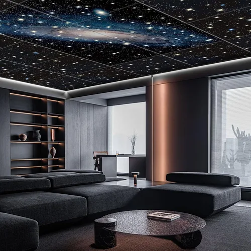Vista 6 de JBER Paneles acústicos, autoadhesivos, insonorizados, para pared, con destellos de fibra óptica de luz de estrellas (diseños originales), decoración