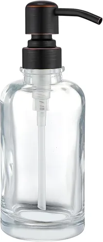 Vista 17 de Amber Glass Soap Dispenser,17oz, Black Pump Refillable, 304 Stainless Steel Pump, Liquid Hand Soap Dispenser, Bathroom Kitchen Sink Vanity