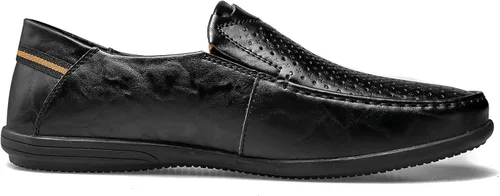 Vista 7 de LUODENGLANG Mocasines de cuero genuino de primera calidad para hombre, zapatos casuales sin cordones para conducir, mocasines para hombre, ligeros
