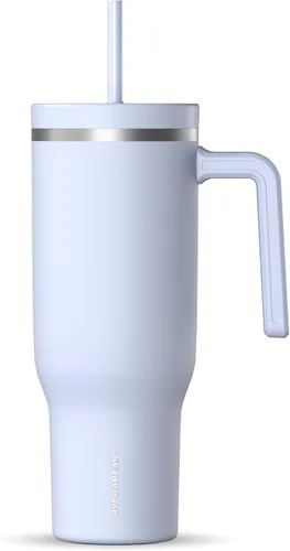 Vista 22 de Hydrapeak Voyager Vaso de 40 oz con Asa y Tapa con Pajita Botella de Agua Reutilizable de Acero Inoxidable Taza de Viaje Compatible con Portavasos
