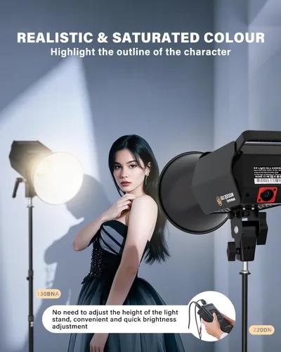 Vista 2 de IFOOTAGE Luz de video LED SL1 220DN, iluminación LED continua con luz diurna de 5600 K, CRI 98+, brillo 42000lux @ 3.3 ft, 8 efectos de luz, control