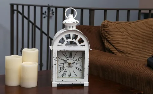 Vista 2 de Lily's Home Reloj de manto estilo estación de tren Grand Central de inspiración vintage, silencioso sin tictac con movimiento de cuarzo, se adapta a