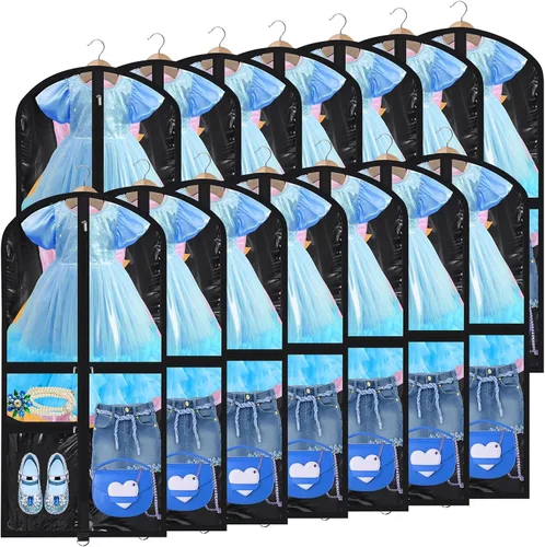 Vista 9 de Geelin 14 bolsas de ropa para baile PVC transparente, negro
