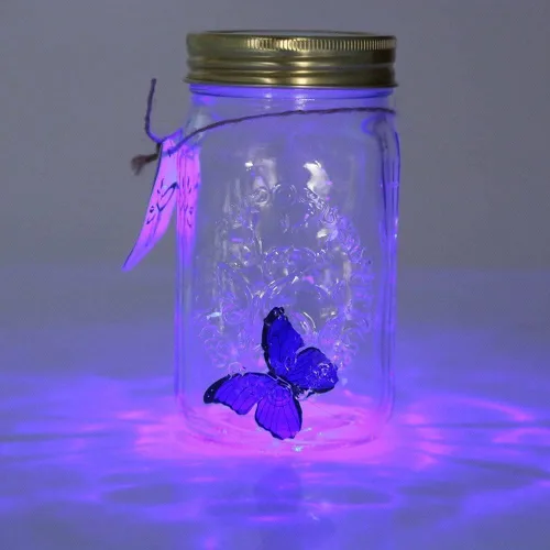 Vista 5 de Mariposa en un frasco de cristal, tarro de lámpara LED Hsxxf con mariposa animada en un tarro para activar la decoración de regalo (rojo)