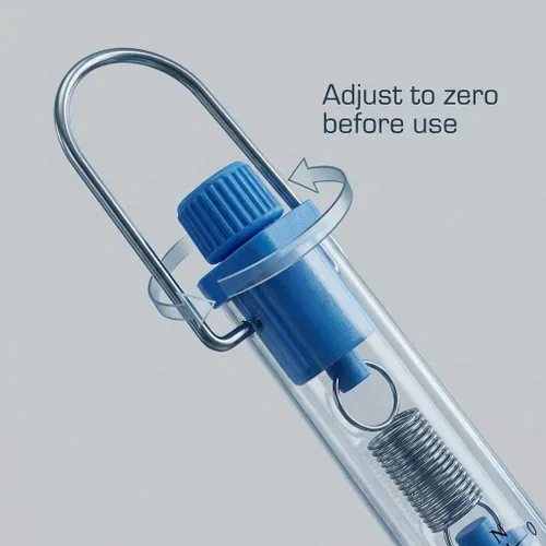 Vista 7 de QWORK Báscula tubular de plástico para resorte, capacidad de 1N, 5N, 10N, 20N, 30N, Calibración de gramos y Newton, capacidad de cero, tubo colgante