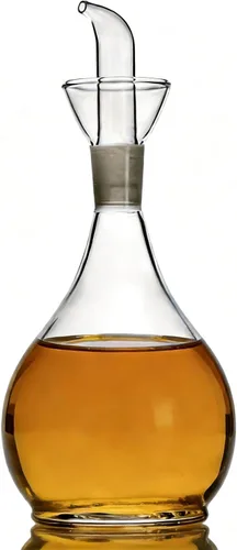 Vista 6 de Eleton 's Planet - Decantador de aceite de vidrio y cruet de 14 onzas, dispensador de aceite de oliva piriforme Botella de aceite de vidrio