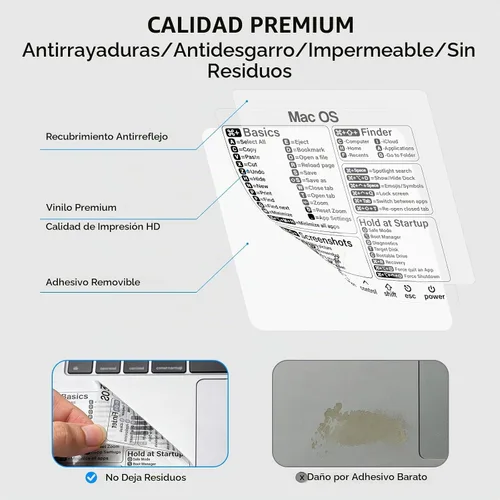 Vista 4 de Pegatina de acceso directo para Mac – Adhesivo de atajos de Mac OS (M1+Intel) + Word/Excel, calcomanías de atajos de teclado de computadora portátil