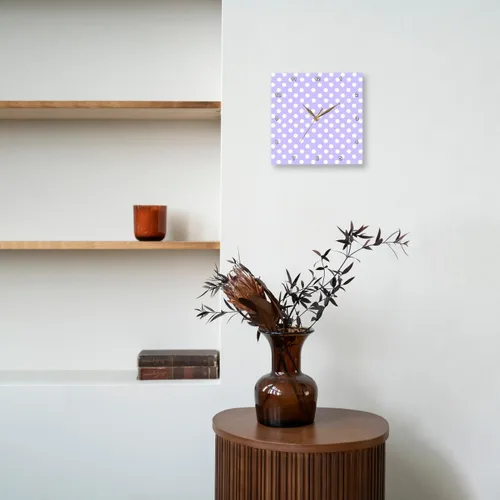 Vista 8 de 3dRose White Polka Dot Pattern on Lilac Purple - Retro Vintage Style Girly dots 13x13 Wall Clock