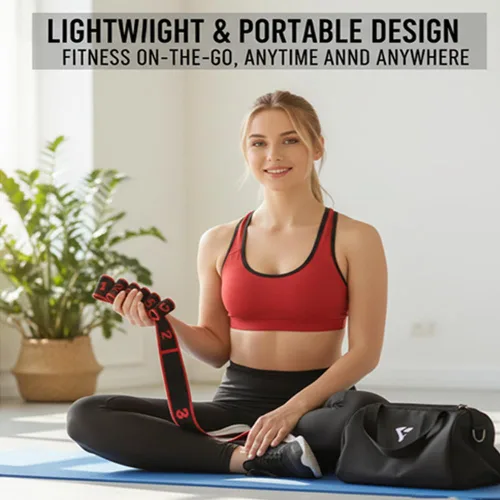 Vista 4 de Banda de resistencia para fitness, banda de resistencia numerada para estiramiento y yoga, equipo de entrenamiento de cuerpo completo para gimnasio