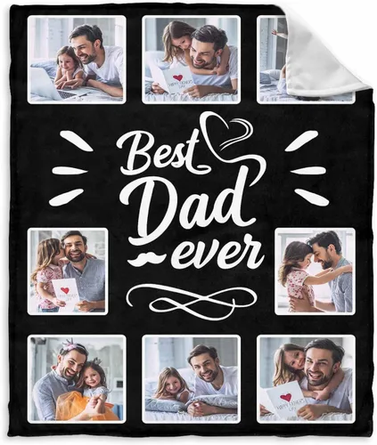 Vista 51 de InterestPrint Manta personalizada para papá de parte de hija e hijo, manta de cama personalizada con el texto "Best Dad Ever" con Love You Daddy, 7