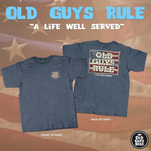 Vista 2 de Viejo Chicos Regla de los hombres Bandera Served playera azul marino heather
