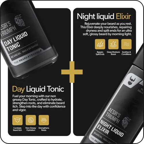 Vista 3 de The Beard Struggle Tonic + Elixir - Paquete de aceite para barba – Colección Platinum – Aceite para barba – Suaviza, hidrata y fortalece