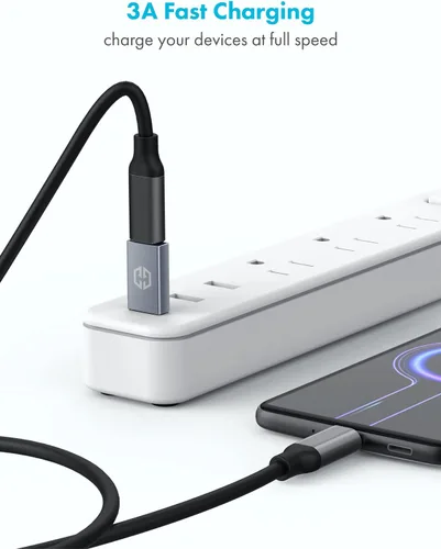 Vista 5 de GRAUGEAR Adaptador USB-C, transferencia de datos de doble cara de 10 Gbps, carga rápida de 3 A, adaptador USB C hembra a USB A macho 3.2, compatible
