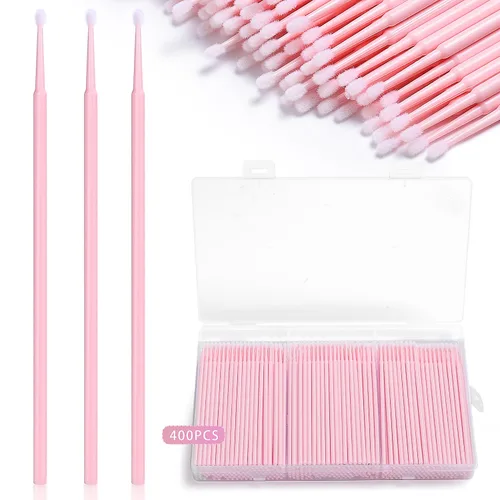 Vista 9 de 400 piezas de microcepillos aplicadores, JASSINS Microswabs para extensiones de pestañas, hisopo desechable de precisión de 0.079 pulgadas