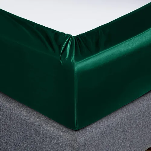 Vista 8 de Homiest Juego de sábanas de satén, tamaño matrimonial, 7 piezas de ropa de cama de satén en verde negruzco, sábana bajera de bolsillo profundo