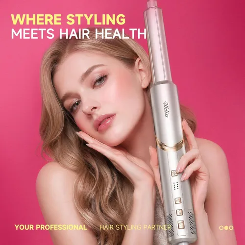 Vista 8 de UKLISS Estilizador de aire y sistema de secado de alta velocidad 8 en 1, multiestilizador de cabello plegable de 110,000 RPM con rizador
