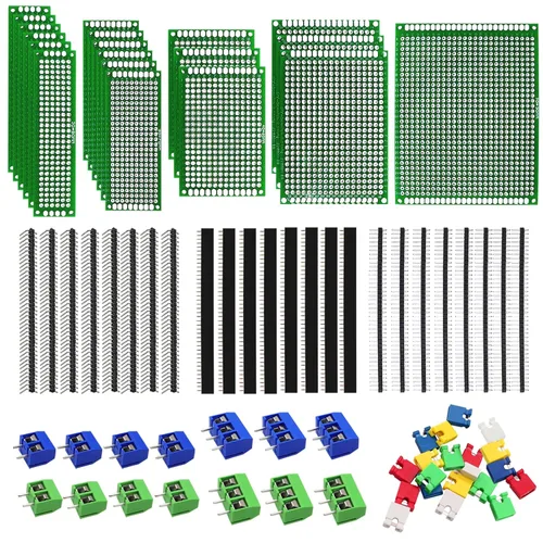 Vista 8 de 48 piezas de kit de placa PCB de doble cara para soldadura DIY y prototipos de placas de circuito para proyectos electrónicos, compatible con kits